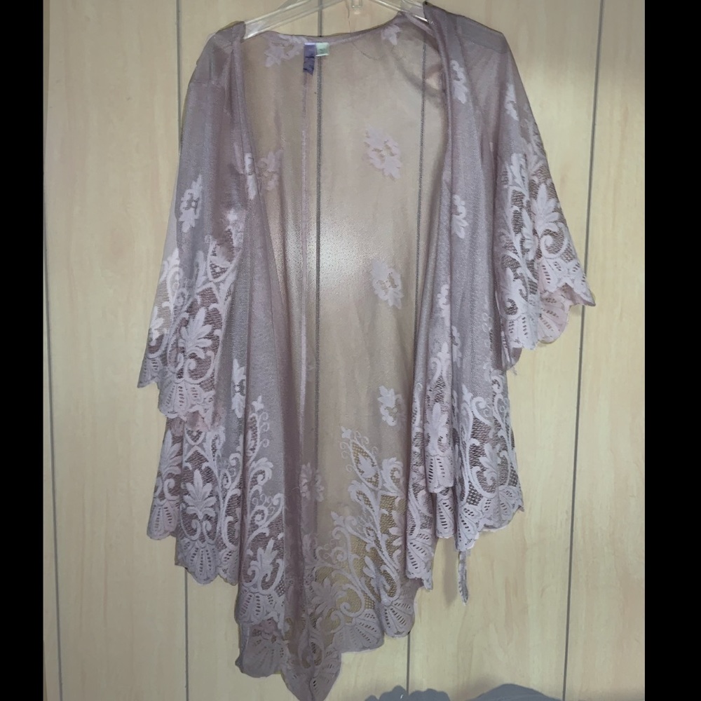 Alya Pink Lace Sheer Cardigan